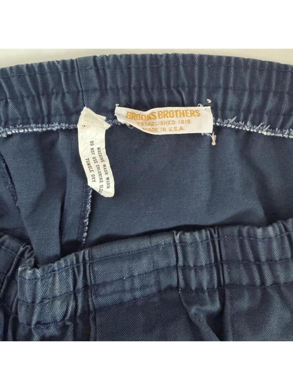 Vintage 80s Brooks Brothers Side Stripe Elastic Waist Pants Navy 34x28 - Picture 3 of 4